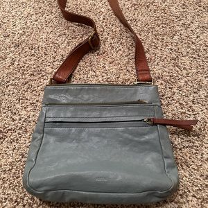 Fossil Gray and Brown Crossbody Bag